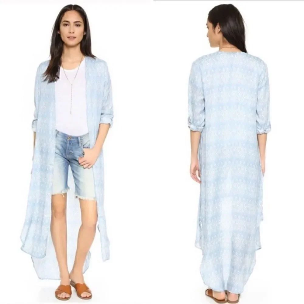 cupcakes & cashmere Raina Long Tab Sleeve Open Duster | SZ S